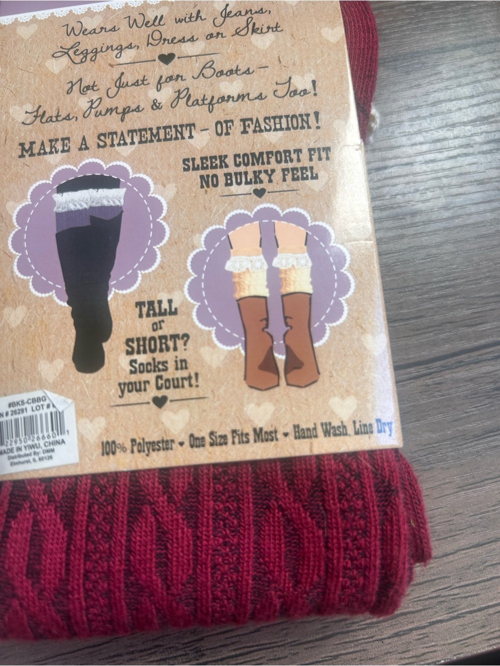 Britt's Knits Women's Lace Cuff Boot Socks - Burgundy - Picture 6 of 7